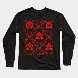 Red damask pattern Long Sleeve T-Shirt